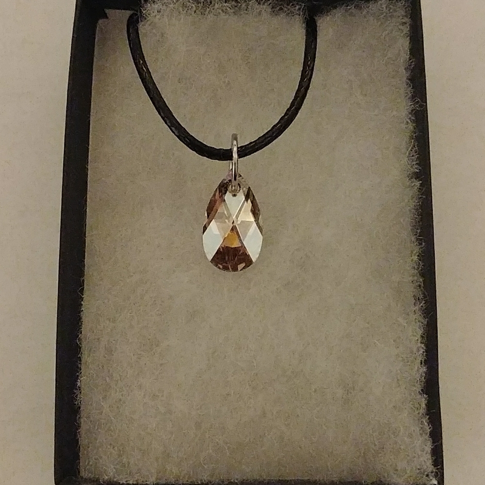 Canary Gold Crystal Teardrop Necklace - Picture 2 of 8